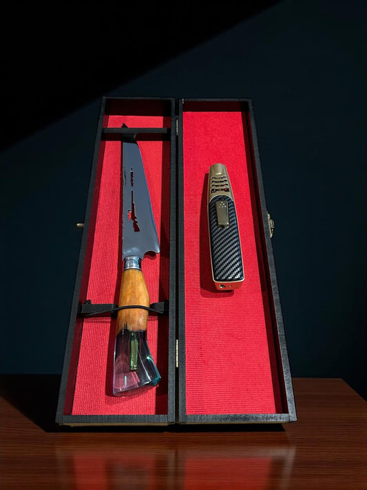 Kit faca + Acendedor a gás para churrasqueira